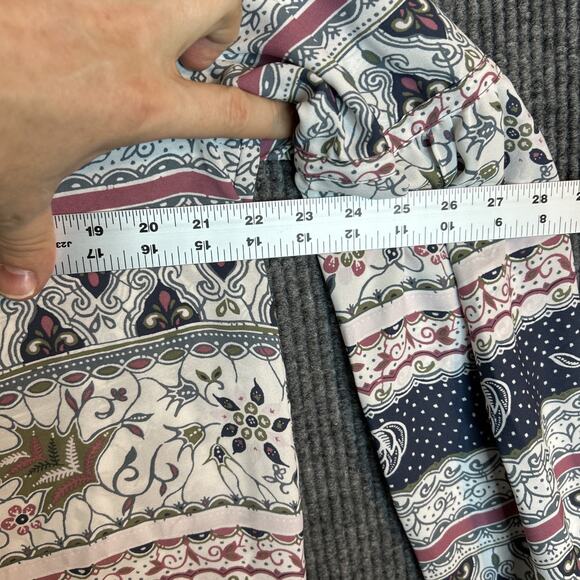 Loft Womens Floral Boho Printed Blouse Size Medium Long Sleeve Tie Neckline - Picture 5 of 6